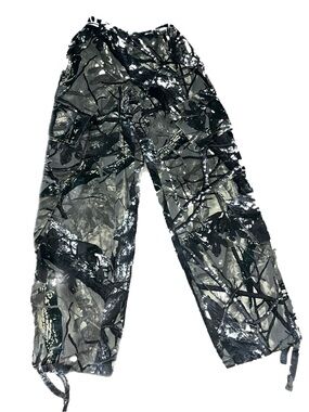 Maniere De Voir Black Gray Camouflage Wide Leg Jeans